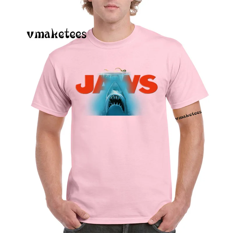 Jaws Movie Vintage Poster T-shirt O-Neck Short sleeves Casual Homme Hipster Shark T Shirt GMT712 | Мужская одежда
