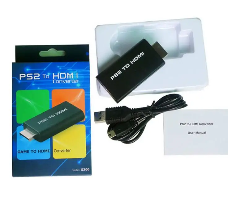 50 шт. портативный преобразователь PS2 в HDMI воспроизведение видео аудио конвертер