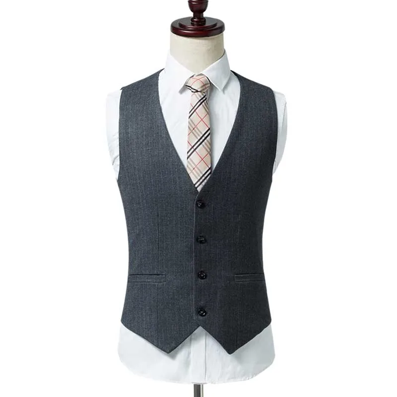 

Spring Autumn Slimming Stripped Suit Vest Men Formal Stage Office Wedding Vest Dress Waistcoat Casual England Retro British 6XL