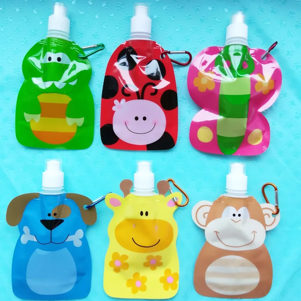 

480ML 1pcs Cartoon Plastic Reusable Food Pouch Cute Squeeze Food Packaging Bags Feeding Bag Baby