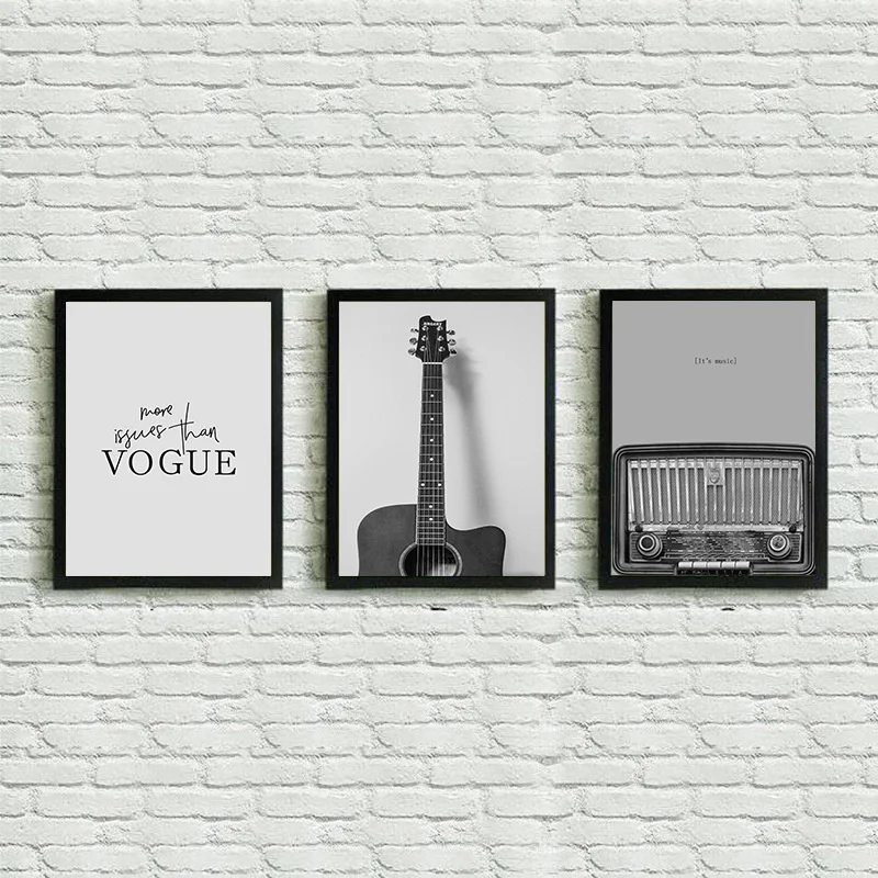 OUCAG гитара радио Vogue Wall Art Холст печать винтажные плакаты холст картина настенные