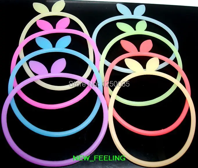 100 шт./лот Смешанные цвета Кролик Earr дизайн Ночная флуоресценция растягивающийся
