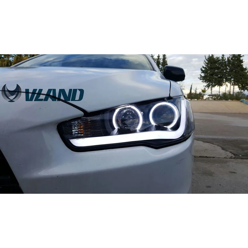 VLAND светодиодный Автомобильная фара в сборе для Lancer EX/EVO 2008 2009 2010 2012 с биксеноновым объективом+ глаза ангела+ подключи и играй