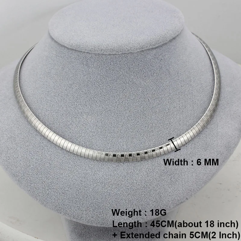 Серебряные/Золотые женские ожерелья из нержавеющей стали, ювелирные изделия, модные ювелирные изделия, ожерелья-чокер с массивным воротником, вечерние, подарок - Окраска металла: Necklace Silver 6MM