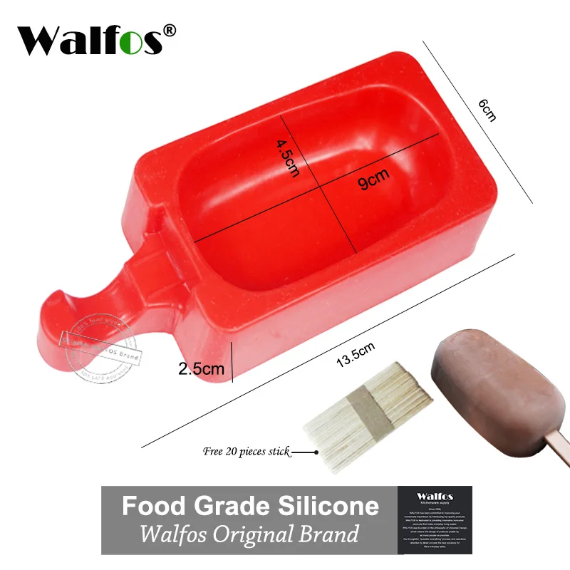 Walfos пищевой силиконовые формы мороженого для фруктового льда Popsicle чайник держатель мультфильм DIY ледяной Плесень Popsicle Щупы для мангала - Цвет: WALFOS Oval