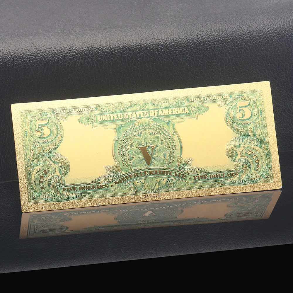 1899 год США USD деньги 24k Золотая банкнота цветные банкноты с Покрытием Поддельные 5