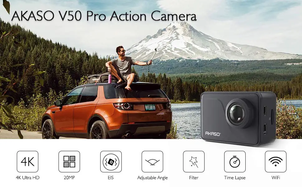 AKASO V50 Pro родная 4 K/30fps 20MP WiFi Экшн-камера EIS с сенсорным экраном 30m Водонепроницаемая Спортивная камера 4k с поддержкой внешнего Micro