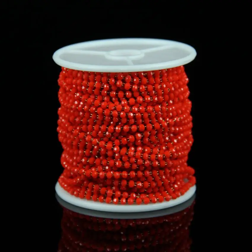 Цепочка для бижутерии ожерелье из красного стекла с гранями 2 х3 мм|craft necklaces|bead