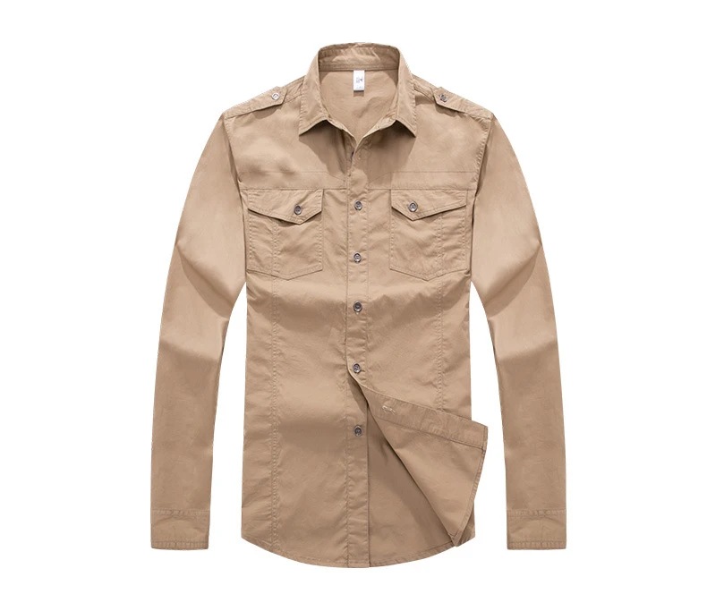 Khaki WOLFONROAD, мужские рубашки с длинным рукавом, летние, походные, для кемпинга, для улицы, горные рубашки, 5XL размера плюс, спортивная одежда, треккинговые мужские рубашки - Цвет: Khaki