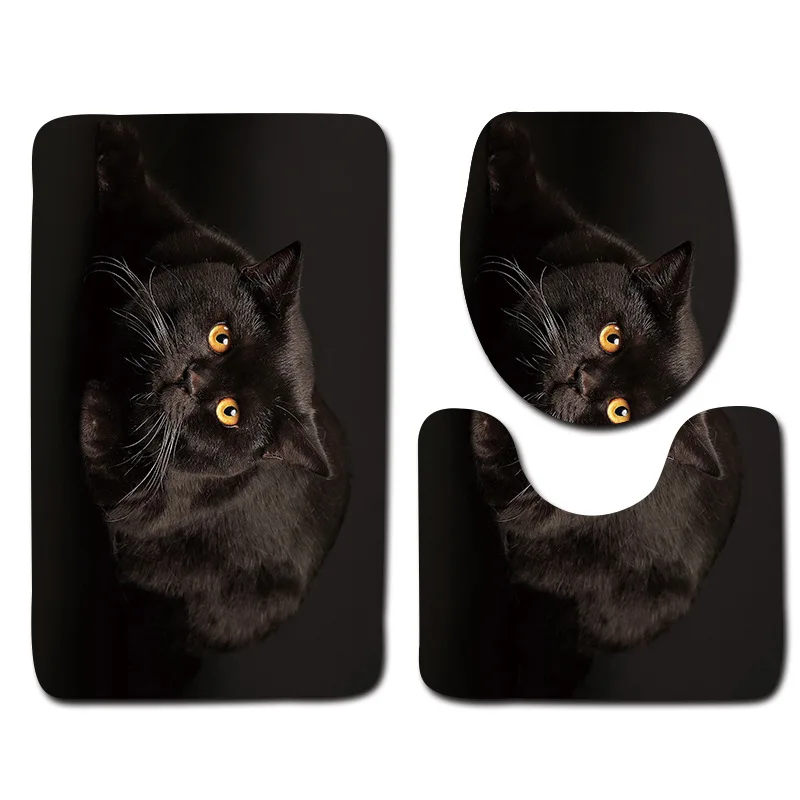 Cat 11 Zeegle Cat печатных коврики для ванной Ванная комната напольный коврик для туалета ковры Нескользящие сиденья комплект Декор водонепроница - Цвет: Cat 11