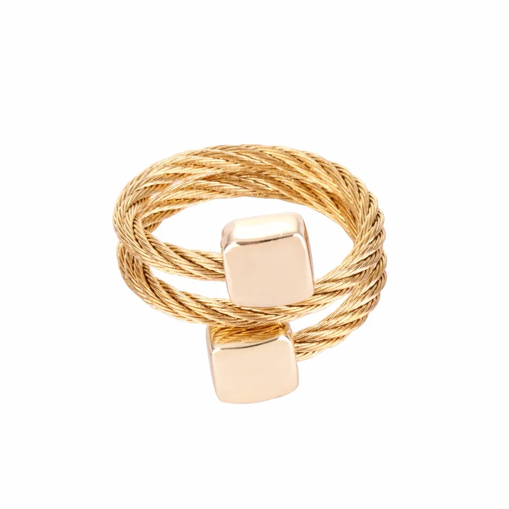 Locksun Gold Silver Color Twist Classical Wedding Engagement Ring for Woman Girls Statement Adjustable Wholesale | Украшения и