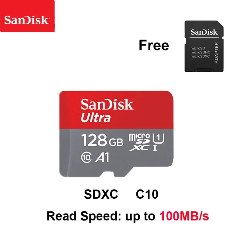 128GB Двойной Флеш-накопитель SanDisk Micro SD карта, 16 ГБ, 32 ГБ, 64 ГБ, 128 ГБ, карта памяти, Макс 98 МБ/с. C10 U1 A1 флеш-карта памяти Micro SD для телефона компьютера SDXC карты памяти SDHC - Емкость: 128GB