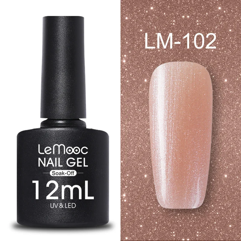 LM-102 LEMOOC, 12 мл, Цветной Гель-лак для ногтей, блестки, блестки, полуперманентный замачиваемый лак, УФ-гель, сделай сам, Гель-лак для ногтей - Цвет: LM-102