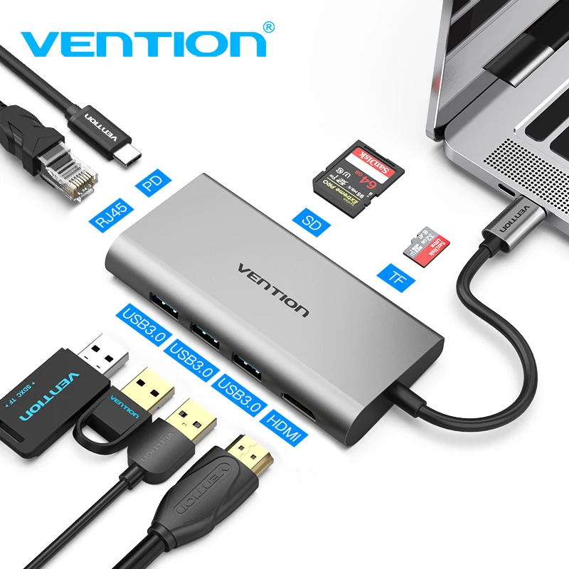 

Vention Usb Hub USB Type C to HDMI USB 3.0 HUB Thunderbolt 3 Adapter For MacBook Samsung S9 Huawei Mate 20 P20 Pro USB-C HUB
