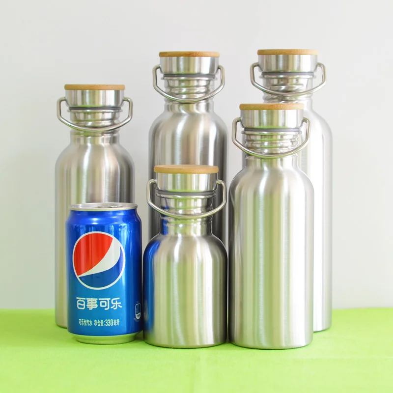 BPA бесплатная бутылка для воды из нержавеющей стали Бамбуковая крышка Спортивная