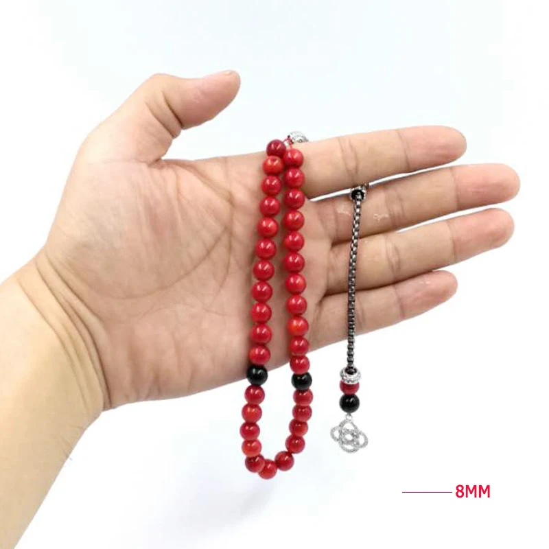 Женский браслет с натуральным коралловым рисунком 33 Yasr fossil Tasbih подарок для жены