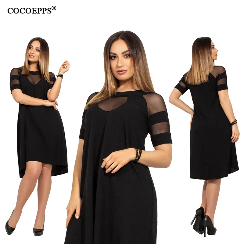 Летнее Сетчатое платье А силуэта элегантное офисное короткое большого размера 5xl