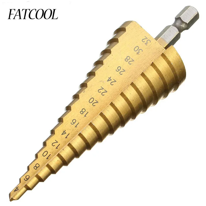 

FATCOOL High Quality 4-32mm HSS Metal Steel Step Drill Bit Pagoda Shape Hex Shank Pagoda Hole Cutter Cut Tool