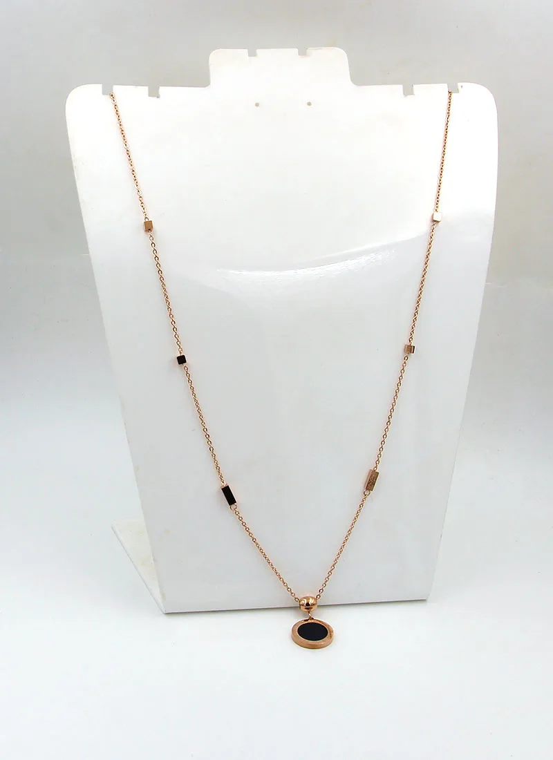 

Fashion Stainless Steel Square Love Roman numerals Round Shell Black White Pendant Necklace Sweater Chain Women Gift