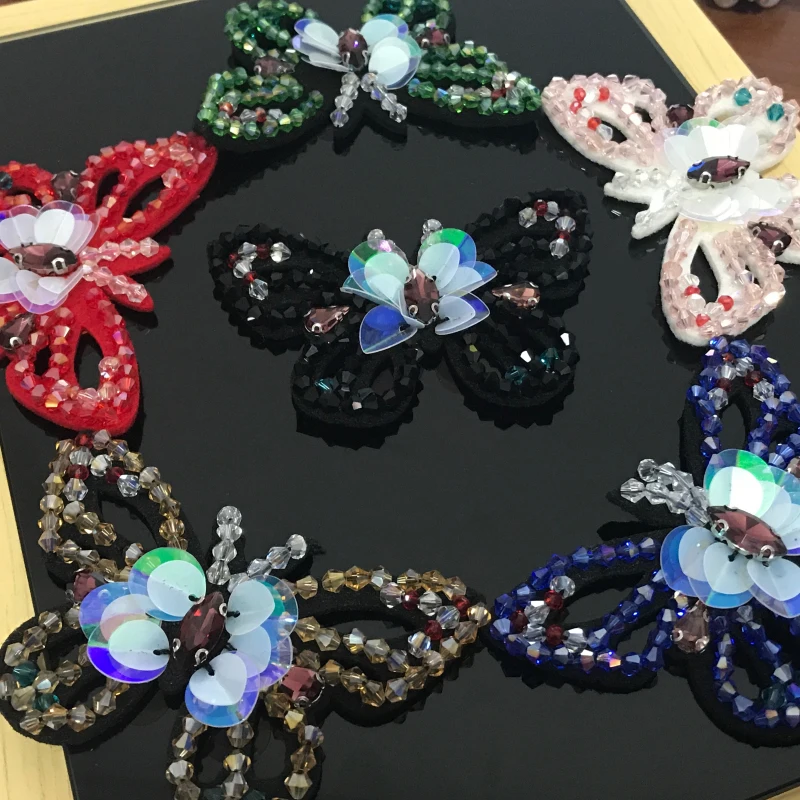 4 шт./лот блестящий бисер с цветной аппликацией в виде бабочки одежда для сумки