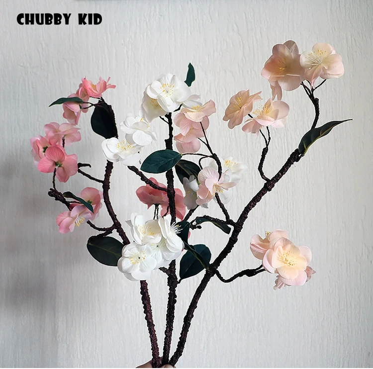 Real touch artificial silicone Cherry blossoms felt latex flowers Peach blossom wedding decorative wholesale 6pcs/lot on. Искусственные цветы из силикона и латекса с имитацией прикосновения к реальным цветам вишни и персика для свадебного украшения оптом 