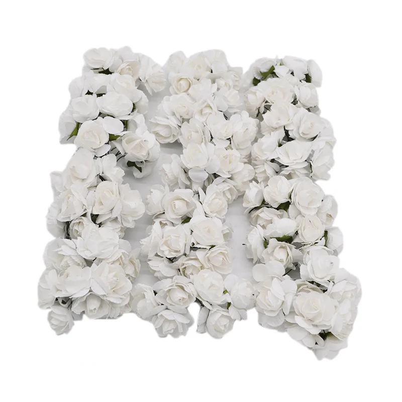 F01 White 144 шт 3 см Многоцветный Искусственный Цветок Азалии бумажная Роза голова для украшения свадебной вечеринки дома DIY венки товары для рукоделия - Цвет: F01 White