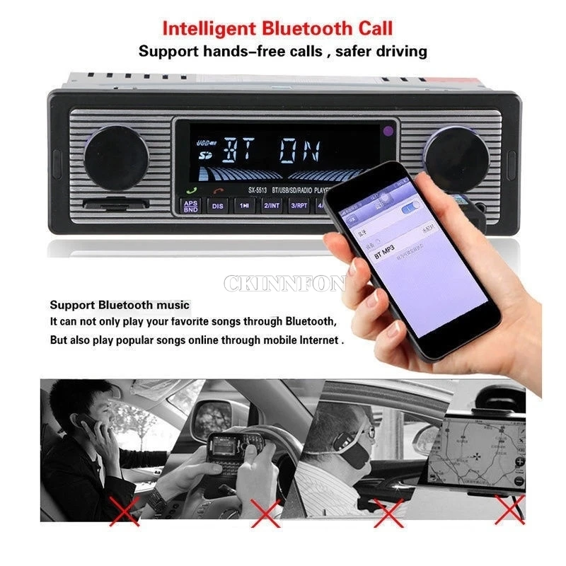5 шт./лот LCD автомобильный комплект Bluetooth CD MP3 плеер USB AUX стерео FM радио в тире