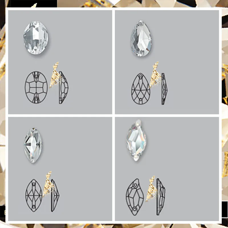 Стекло Crystal AB овальные Tear Drop Наветт листьев Класс AAAA Flatback Стекло пришить strass Вышивание камень для одежды Обувь ремесла