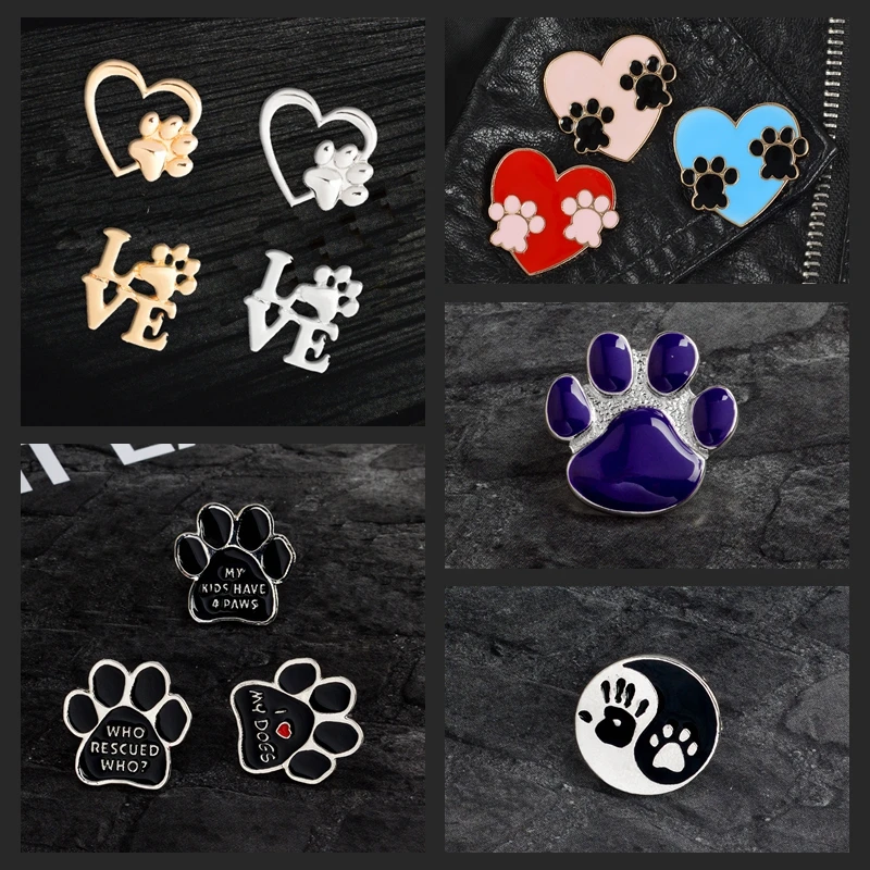 

Paw Print Pins Cat Dog Footprints Love Heart Cute Badges Brooches Bag Clothes Accessories Enamel pins for Friends Gifts Jewelry