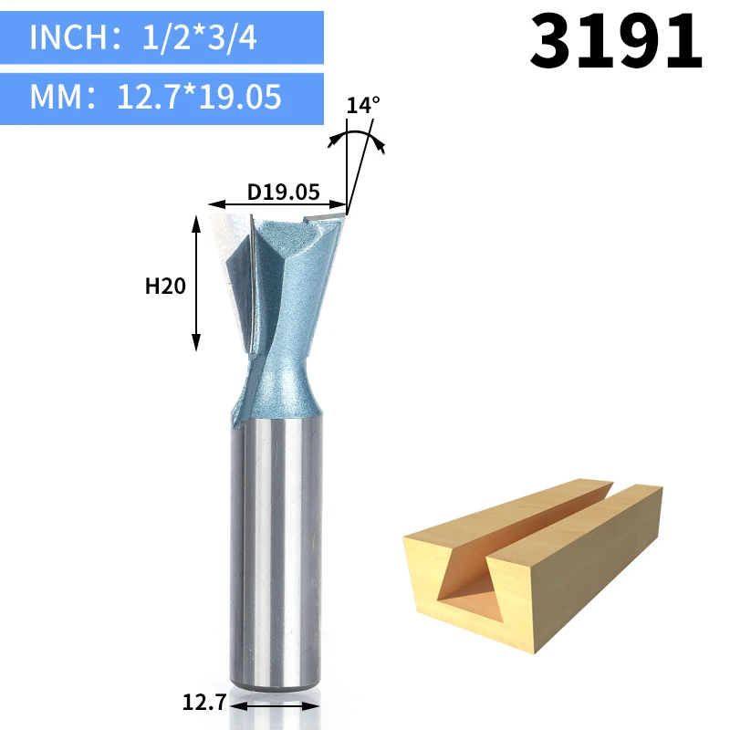 3191 HUHAO 1 шт. 1/" 1/4" хвостовик промышленного класса резец древесины ласточкин хвост фрезы для дерева Вольфрам Гравировка инструмент Фрезерный резак - Длина режущей кромки: 3191