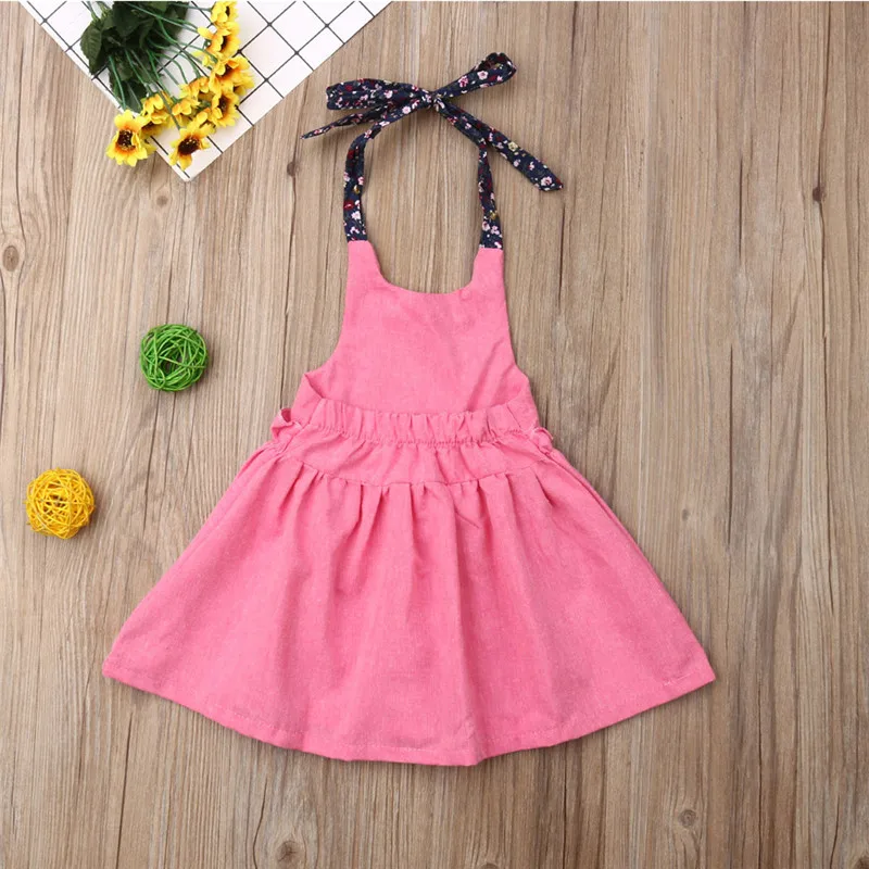 Летнее платье для маленьких девочек однотонные платья принцессы без рукавов с