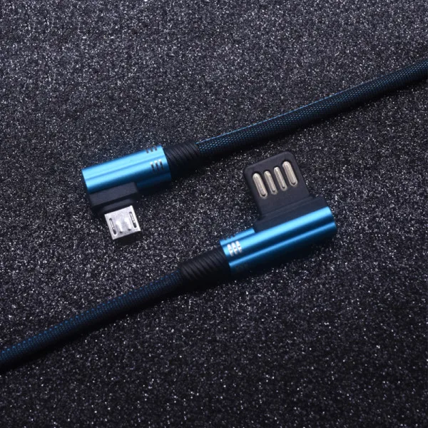 Двусторонний Реверсивный Micro USB кабель для samsung Redmi LG, локоть, шнур для зарядки телефона Android, провод для зарядки, кабель для синхронизации данных - Цвет: Sky blue