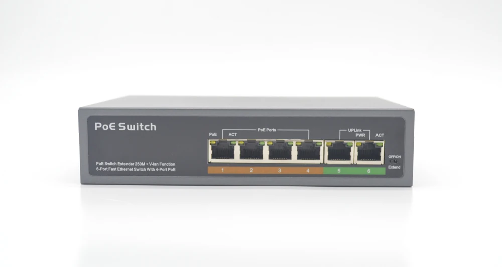 6 портов коммутатор с 4 портами PoE (10 8 PoE) 100 м IEEE802.3at стандарт af для DH Hikvision IP