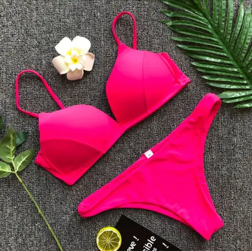 Women Sexy Deep V-Neck Bikini Set Push-Up Padded Bandage Swimwear Swimsuit Bathing Beachwear | Женская одежда