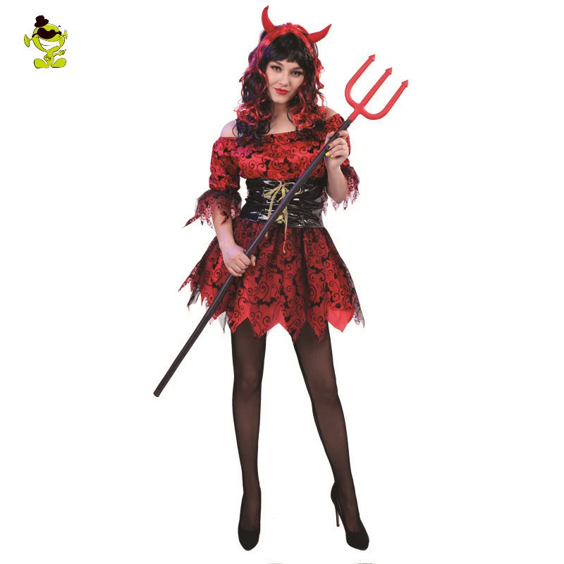 Новый взрослый костюм дьявола для женщин Пикантные туфли с красной злой Королева
