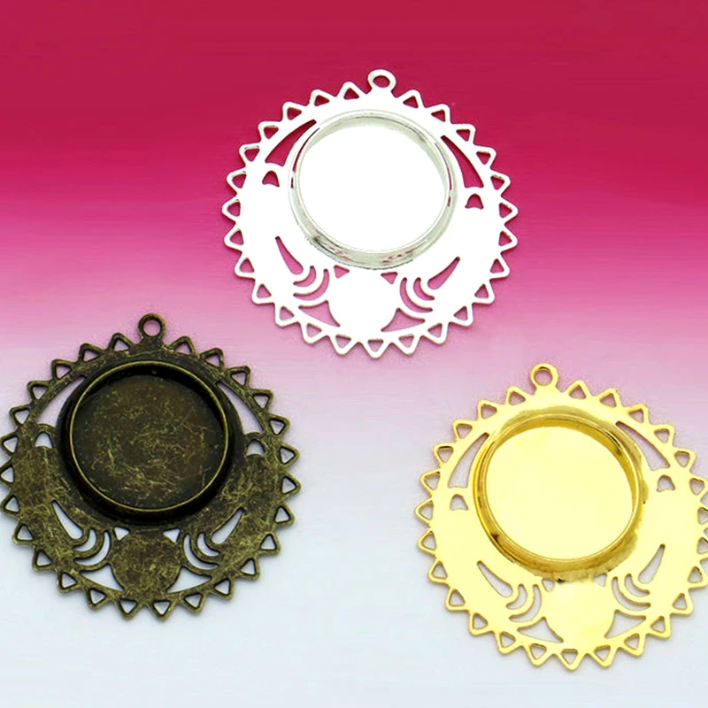 

10pcs Copper Pendant Settings Cabochon Base Bezel Trays Blank Fit 12mm Cabochons Cameo DIY Jewelry Making Accessories