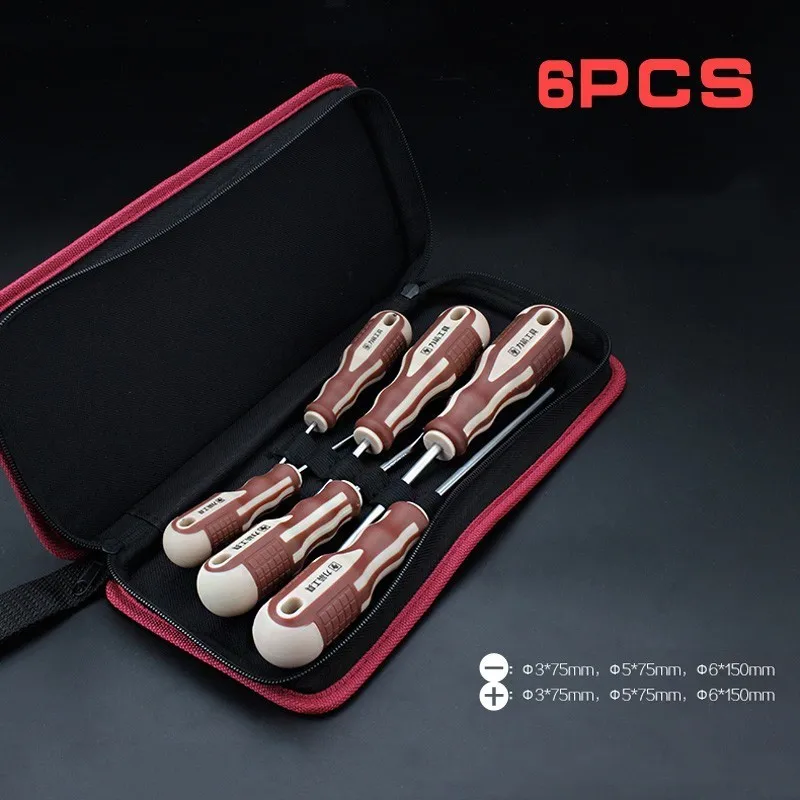 6pcs LIJIAN 6/8 шт. Набор отверток с хромованадиевым покрытием магнитные прорези с пластиковой ручкой удобный пакет прецизионные инструменты для ремонта Torx Bit - Цвет: 6pcs