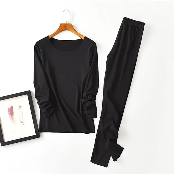 D00269 black Новые женские зимние комплекты термобелья, теплые костюмы для сна, женские хлопковые Пижамные комплекты с длинным рукавом, теплое дамское нижнее белье - Цвет: D00269 black