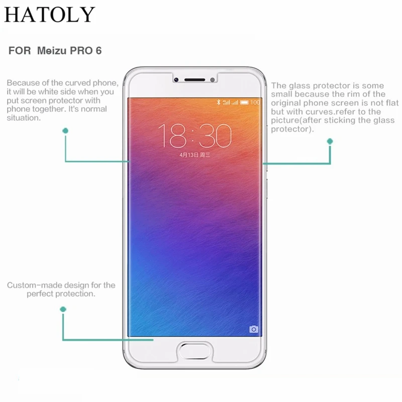 2 шт., закаленное стекло для Meizu Pro 6, 5,2 дюйма, ультратонкая Защитная пленка для экрана, для Meizu Pro 6, стекло Pro6, упрочненная защитная пленка HATOLY