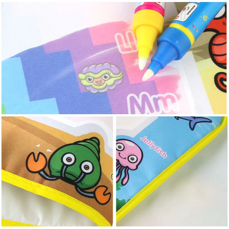 

59x36cm Rainbow Water Drawing Mat & 2 Pens Water Doodle Mat Coloring Books for Painting Rug Xmas gift for kids