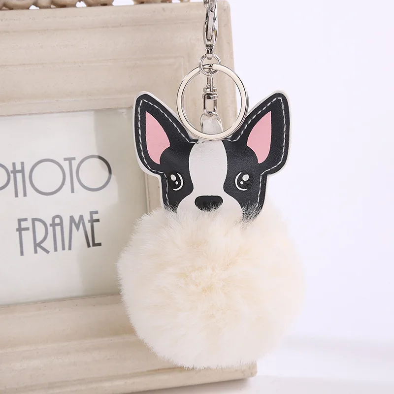 Милый брелок Pom Dog с меховым помпоном держатель для ключей ручная сумка подвесные