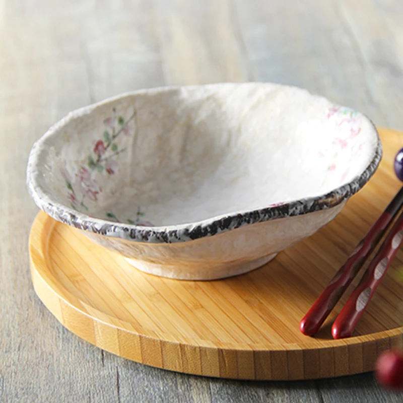 Керамическая миска с красной сливой в японском стиле ручной работы фарфоровая