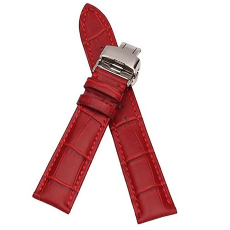 Perfect Red Genuine cowhide Leather 12 14 16 18 20 22 mm watche band strap Belt Watchband Folding Clasp / Buckle + Tool