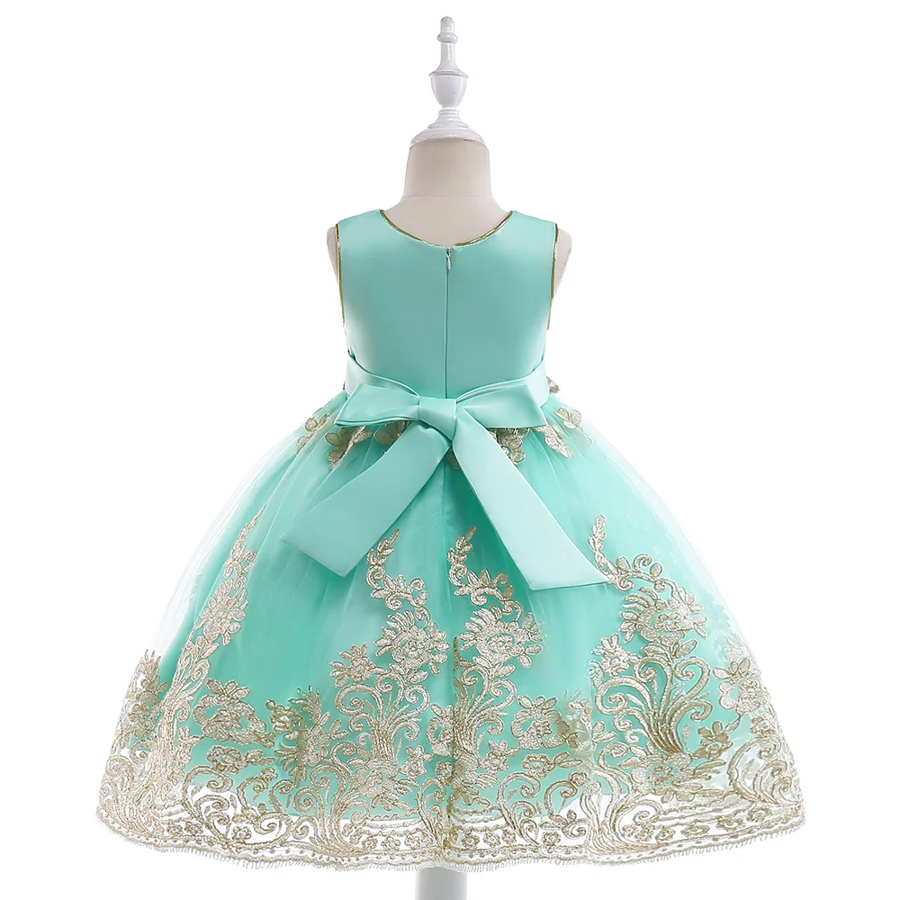 Kids Dresses for Girls Birthday Evening Party Gown Dress Appliques Princess Noble Elegant Gold Line Wedding 4-10T | Детская одежда и