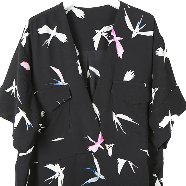 ARANSUE Summer 2019 Kimono dresses Retro Japanese Style and Small Swallow V collar Long Dress chiffon robe | Женская одежда