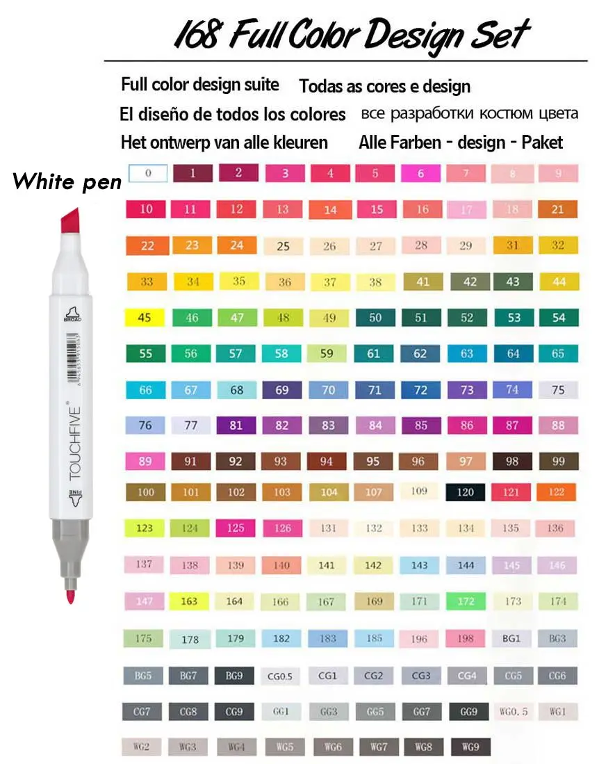 Full 168 colors TOUCHNEW выбрать какой-либо 10/20 Вт, 30 Вт, Цвета алкоголь кисть маркеры эскиз фломастеры для рисования манга рисунок маркеры дизайн художественный маркер-кисточка - Цвет: Full 168 colors