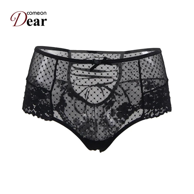 Comeondear Culotte Femme сексуальное нижнее белье для женщин прозрачные трусы с высокой талией бесшовное, прозрачное размера плюс кружевные трусы PA5152