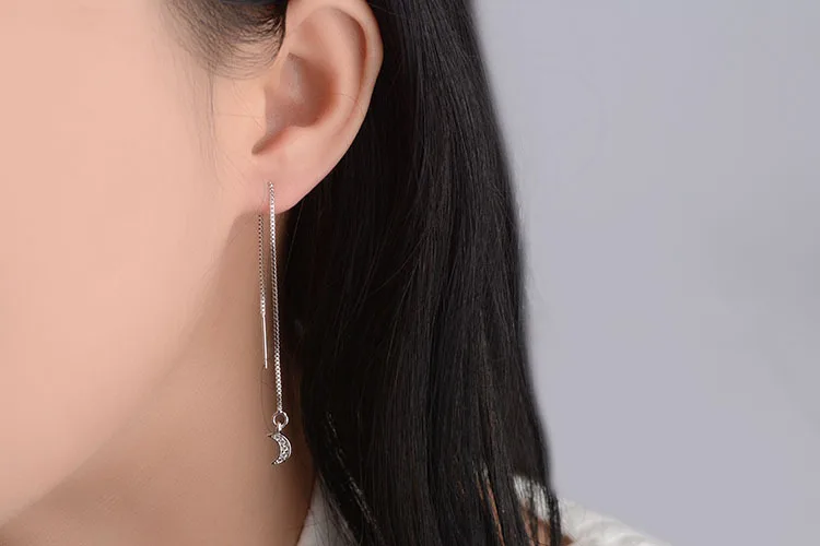 Модные Серьги очаровательные женские висячие серьги Твердые 925 пробы серебряные