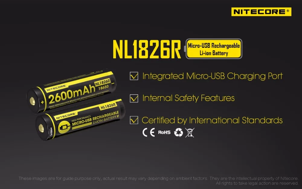 NITECORE NL1835R/NL1834R/NL1826R 3,6 V 18650 аккумулятор Высокая Производительность микро-USB литий-ионный аккумулятор