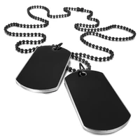 alloy pendant necklace statement silver color side black army biker style dog tag plate chain necklace for women men jewelry